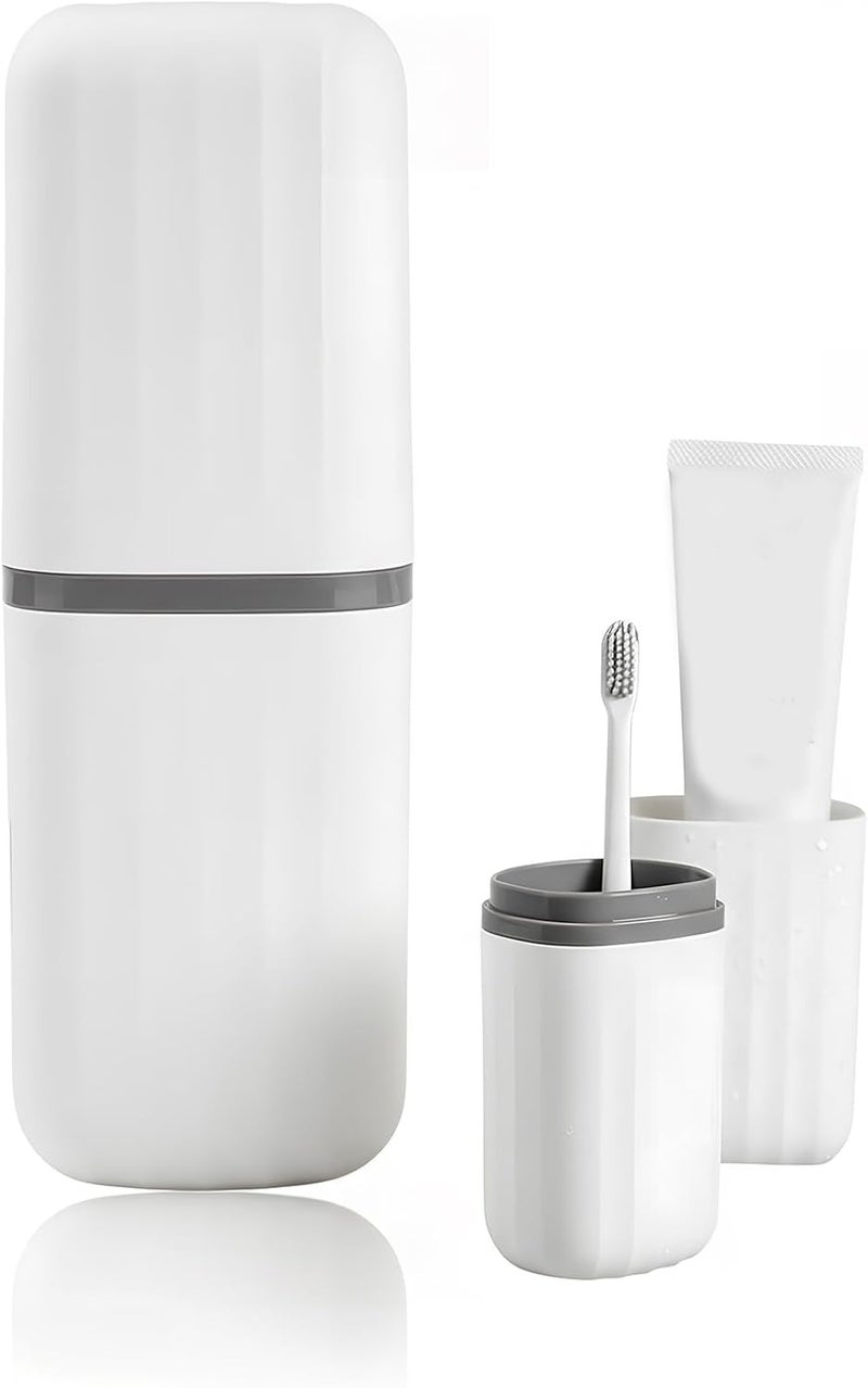 ZORGONS Toothbrush Travel Case Toothbrush Holder with Cover Travel Boothbrush Holder Portable Toothbrush Case and Carrier for Bathroom School Business Trip (White) - Image 1